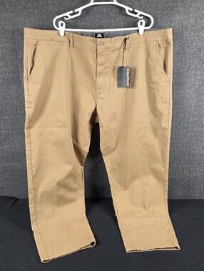 Winston Big & Tall Khaki Chino Pants Mens 48x30 Brown Flat Front Cotton Stretch
